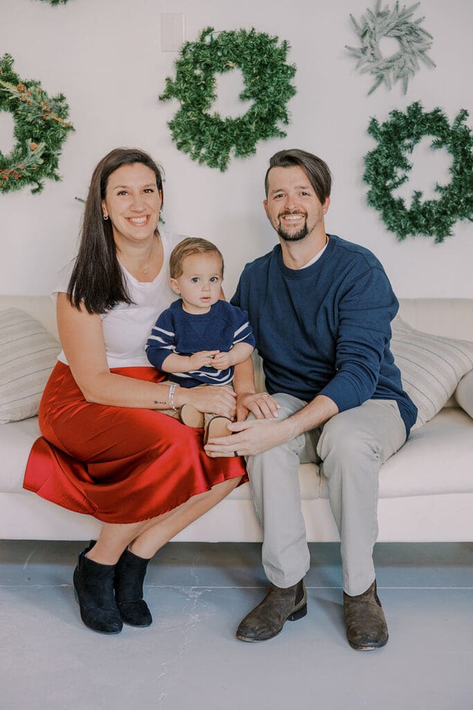 Richmond Christmas mini sessions featuring the Barnes family with their baby Lincoln in our festively decorated studio.