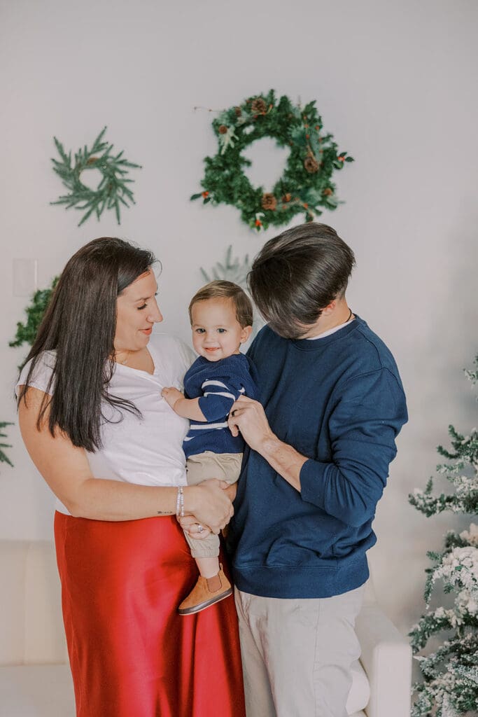 Richmond Christmas mini sessions featuring the Barnes family with their baby Lincoln in our festively decorated studio.