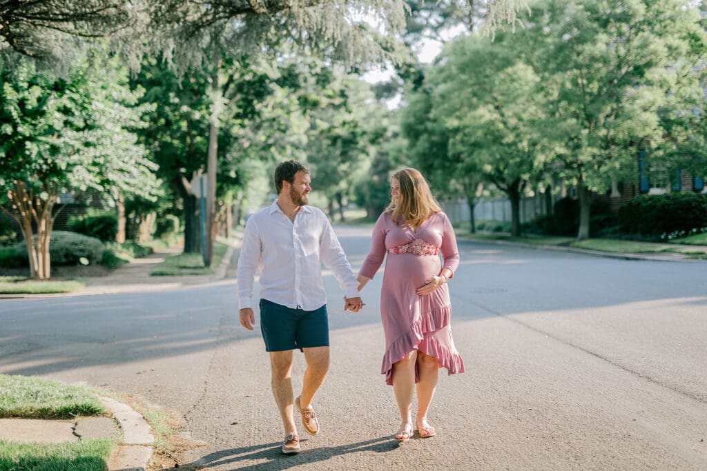 Downtown Richmond maternity photography session featuring the Huff family in their charming neighborhood.