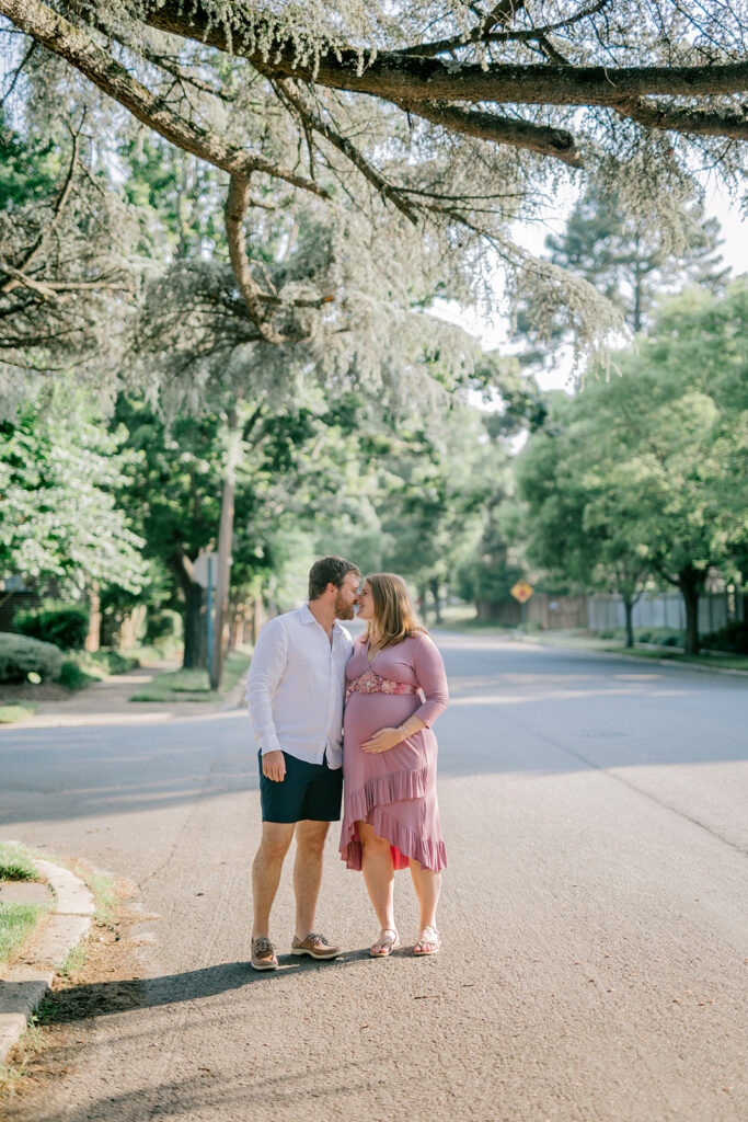 Downtown Richmond maternity photography session featuring the Huff family in their charming neighborhood.