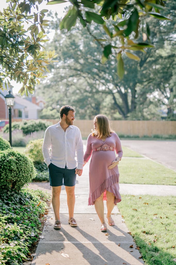 Downtown Richmond maternity photography session featuring the Huff family in their charming neighborhood.