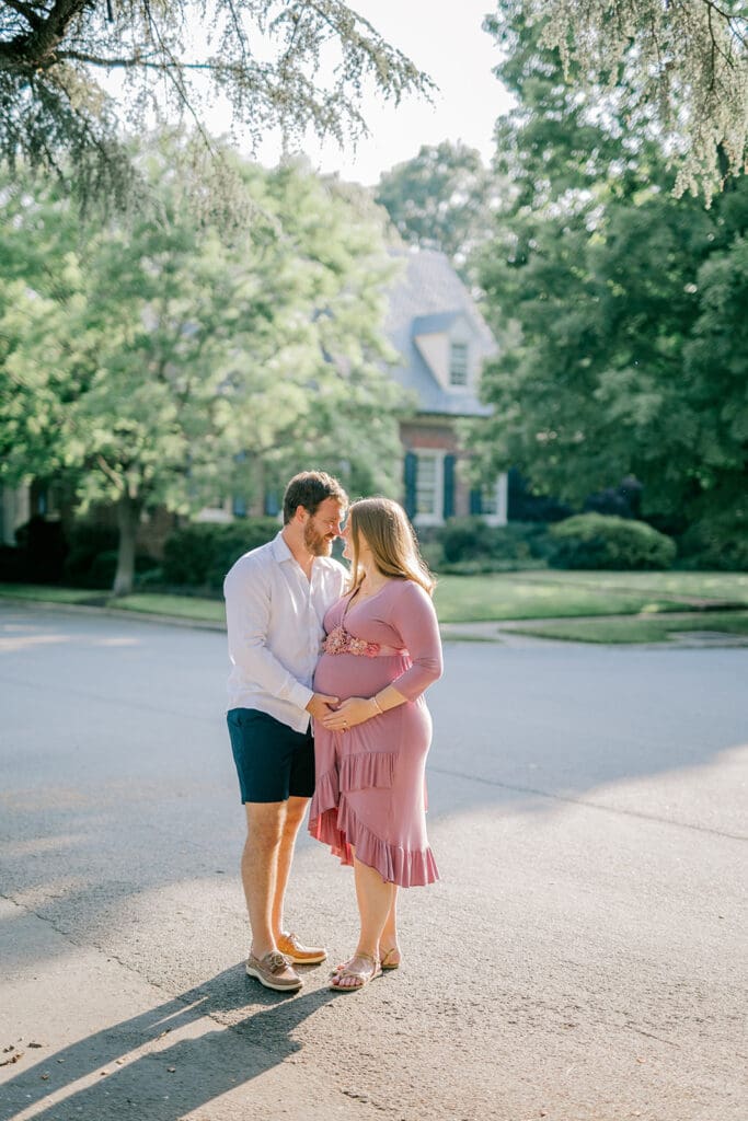 Downtown Richmond maternity photography session featuring the Huff family in their charming neighborhood.