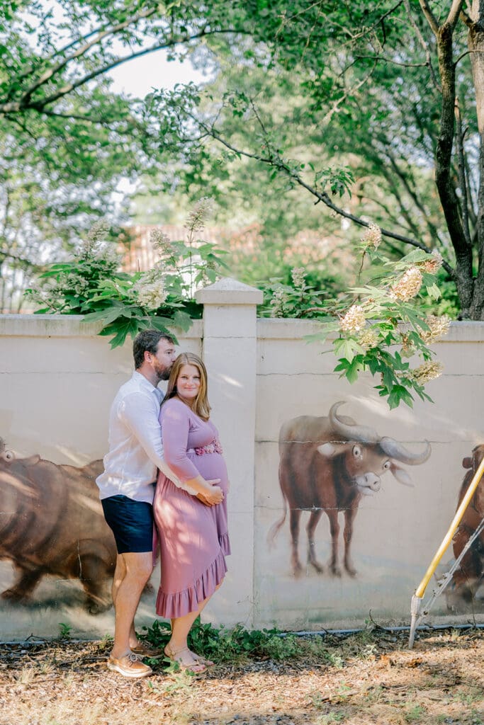 Downtown Richmond maternity photography session featuring the Huff family in their charming neighborhood.