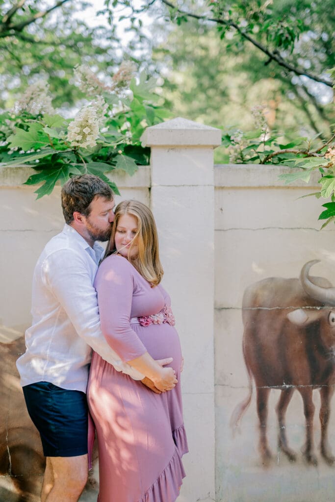 Downtown Richmond maternity photography session featuring the Huff family in their charming neighborhood.