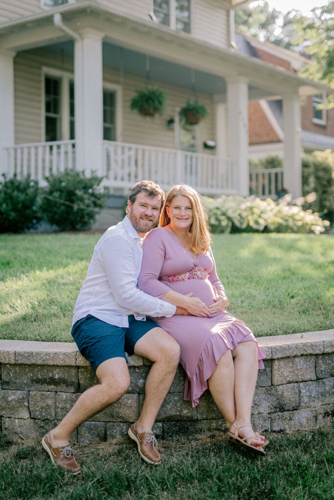 Downtown Richmond maternity photography session featuring the Huff family in their charming neighborhood.