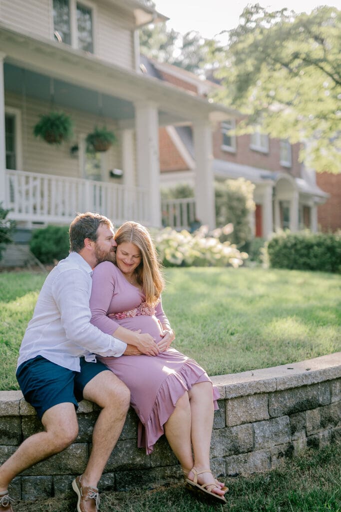 Downtown Richmond maternity photography session featuring the Huff family in their charming neighborhood.