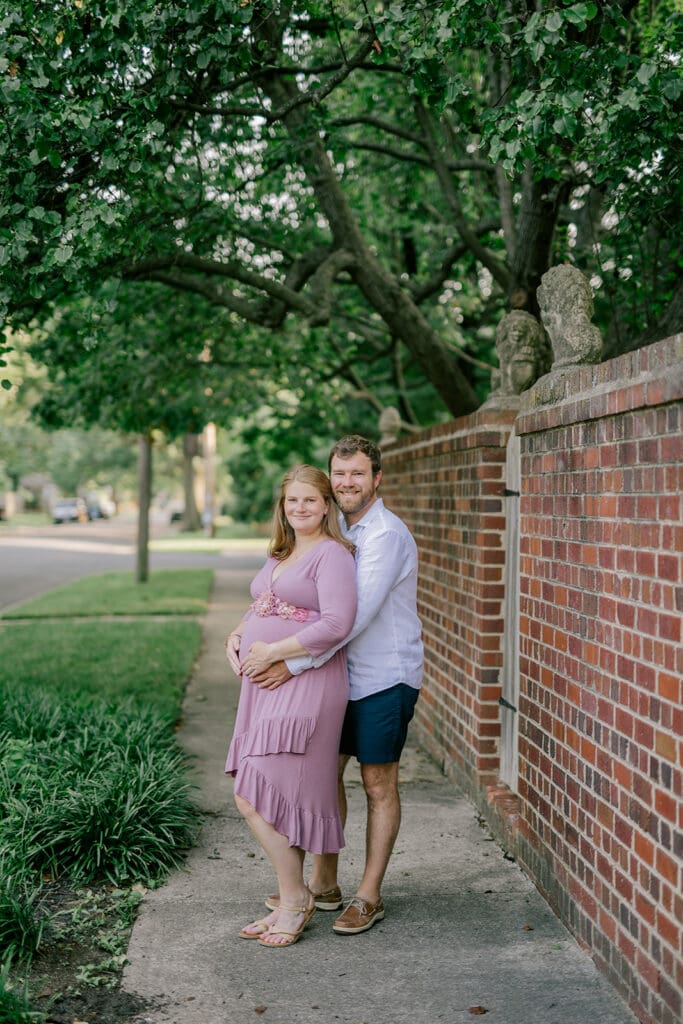 Downtown Richmond maternity photography session featuring the Huff family in their charming neighborhood.