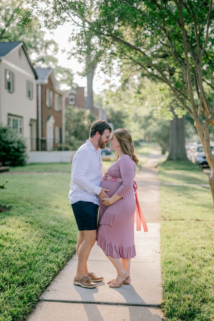 Downtown Richmond maternity photography session featuring the Huff family in their charming neighborhood.