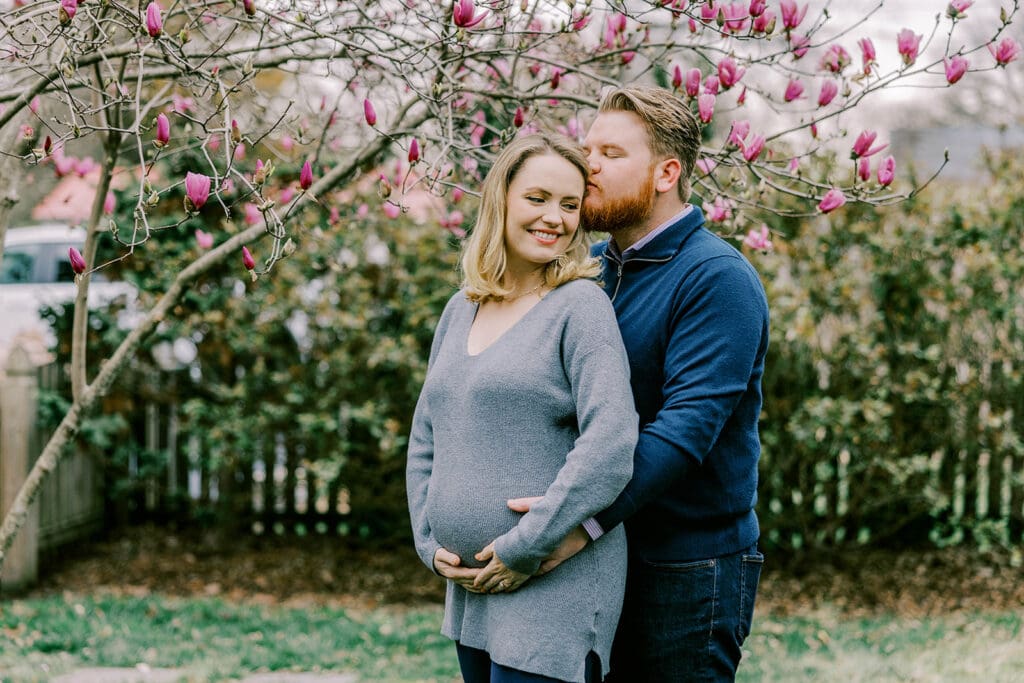 Richmond in-home maternity photography session showing the Quick family in their beautifully decorated home and nursery.