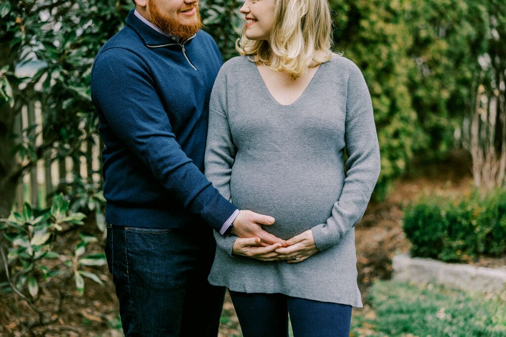 Richmond in-home maternity photography session showing the Quick family in their beautifully decorated home and nursery.