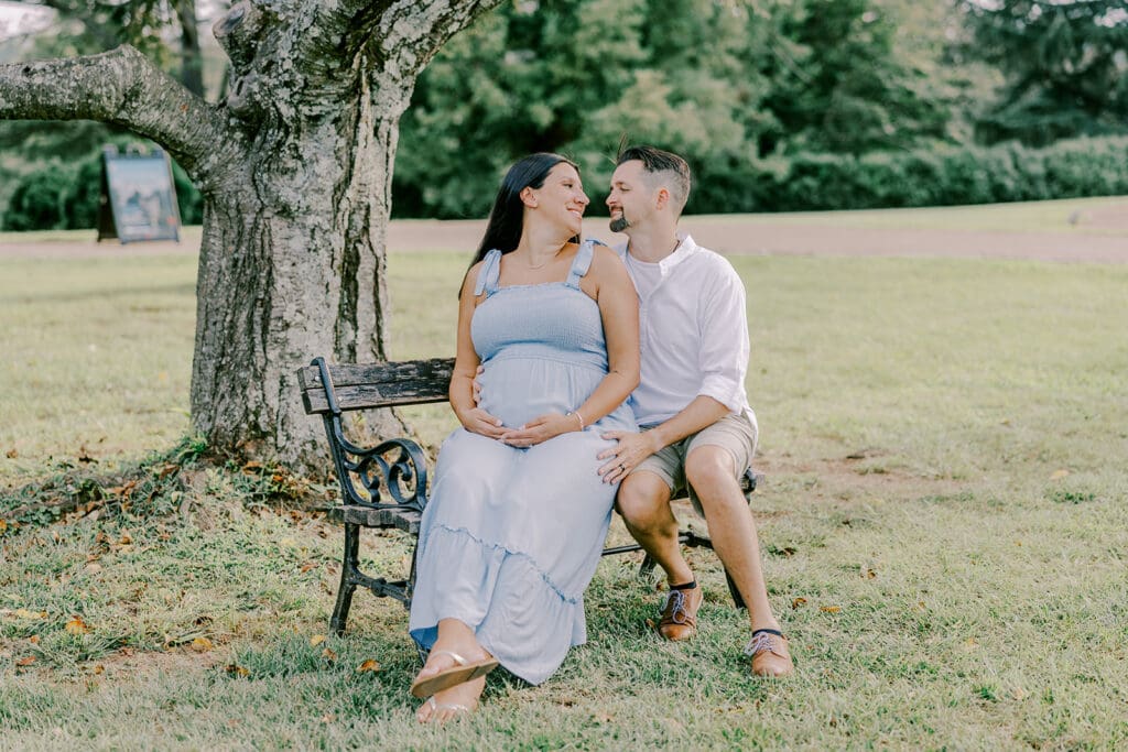 Maymont Richmond maternity photography session with the Barnes family surrounded by spring blooms and golden light.