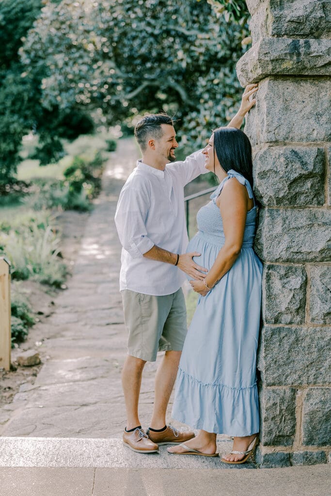 Maymont Richmond maternity photography session with the Barnes family surrounded by spring blooms and golden light.