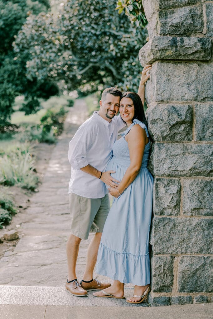 Maymont Richmond maternity photography session with the Barnes family surrounded by spring blooms and golden light.