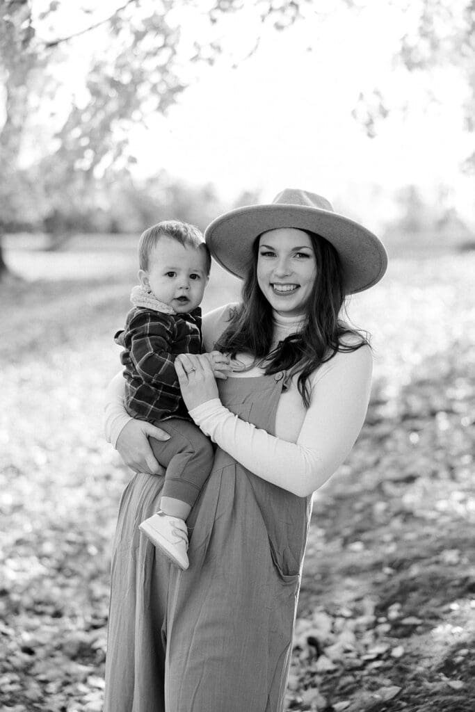 Richmond fall family photography session with the Keeley family surrounded by orange autumn leaves at Byrd Park.