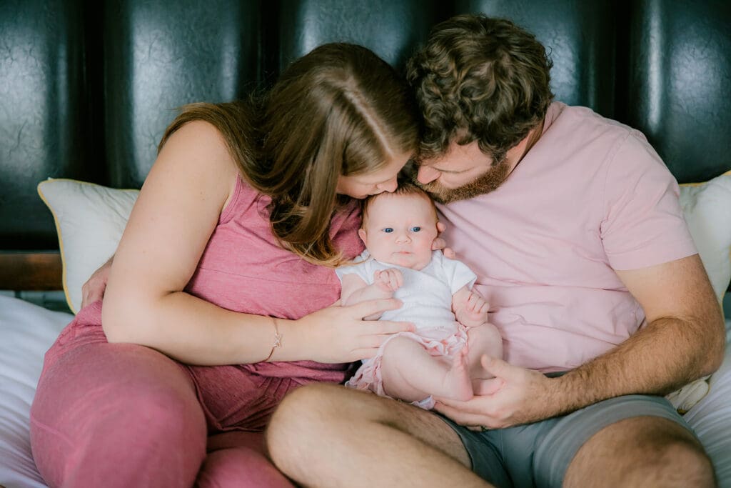 In-home Richmond newborn session with the Huff family featuring natural moments throughout their home.