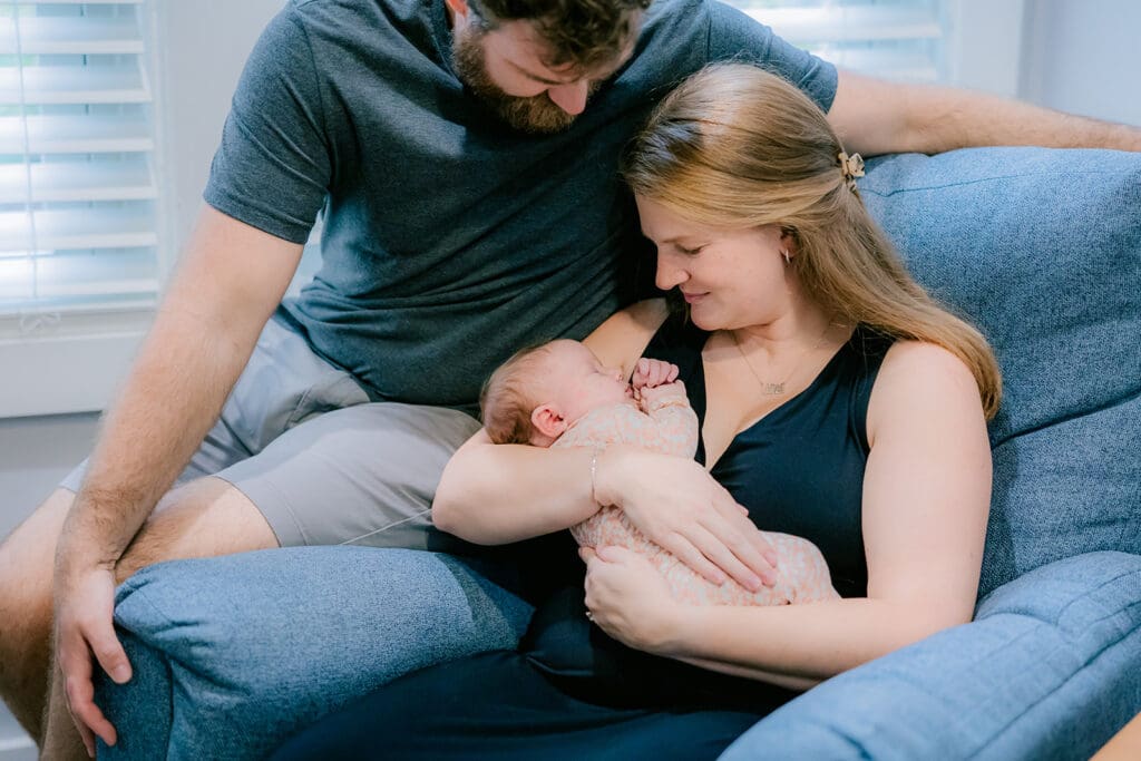 In-home Richmond newborn session with the Huff family featuring natural moments throughout their home.