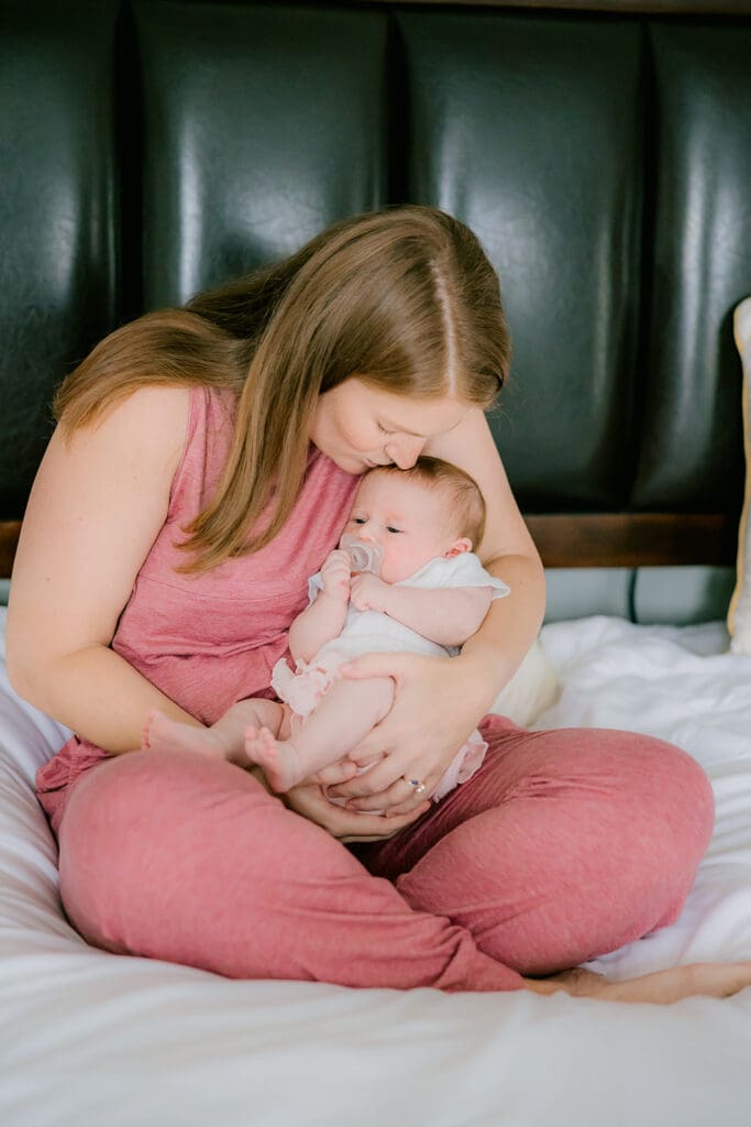 In-home Richmond newborn session with the Huff family featuring natural moments throughout their home.