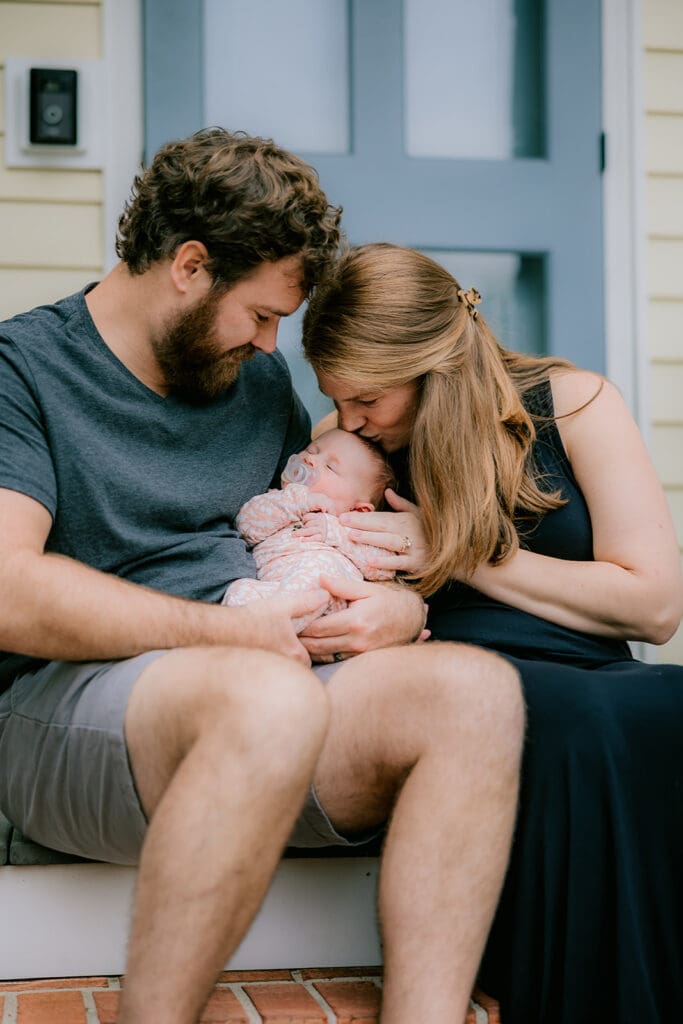 In-home Richmond newborn session with the Huff family featuring natural moments throughout their home.