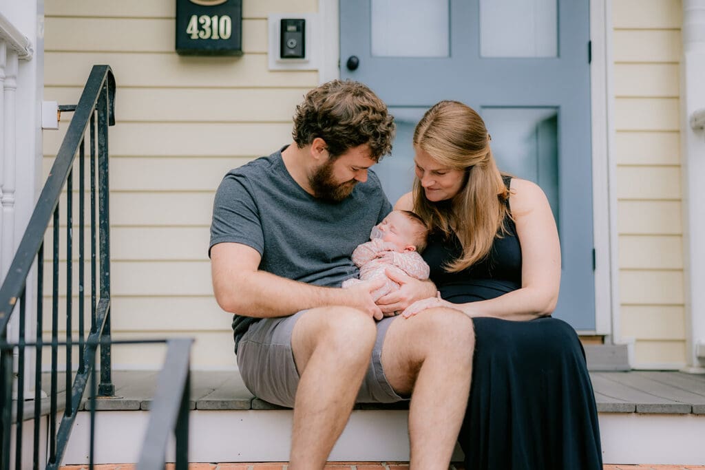 In-home Richmond newborn session with the Huff family featuring natural moments throughout their home.