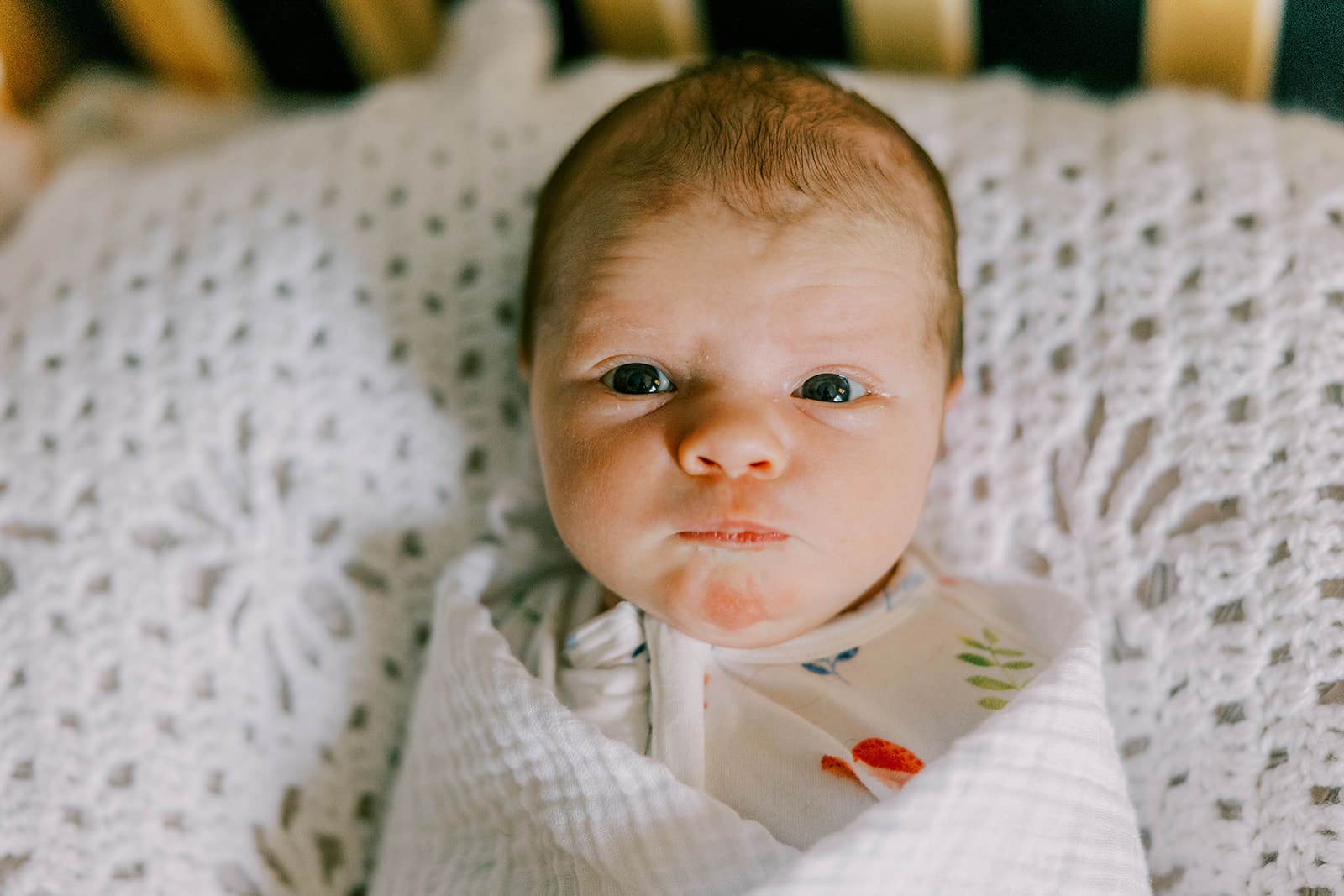 Richmond lifestyle newborn photographer session showing the Quick family with their new baby girl in their home.