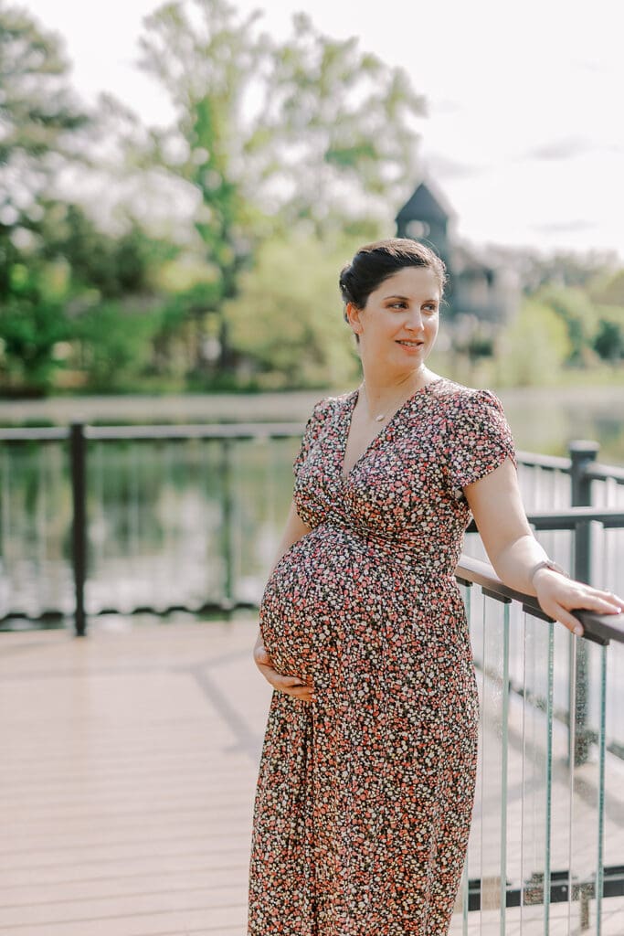 Lewis Ginter maternity photography session featuring the Mertz family surrounded by spring blooms in the botanical gardens.