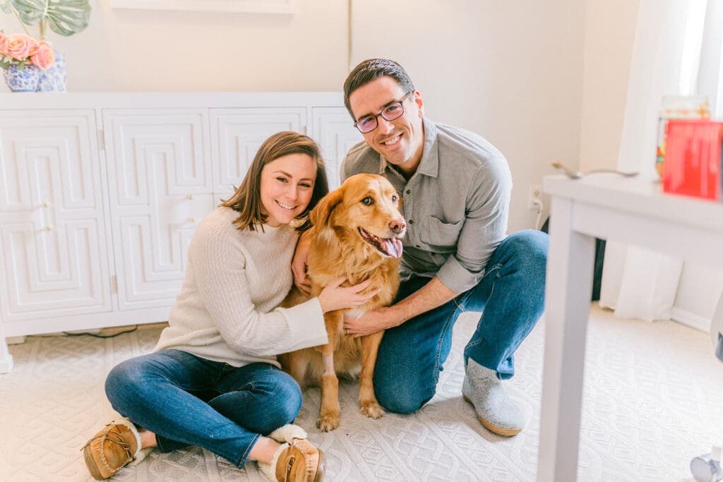 Richmond pet photography memorial session with a family and their golden retriever enjoying their final days together.