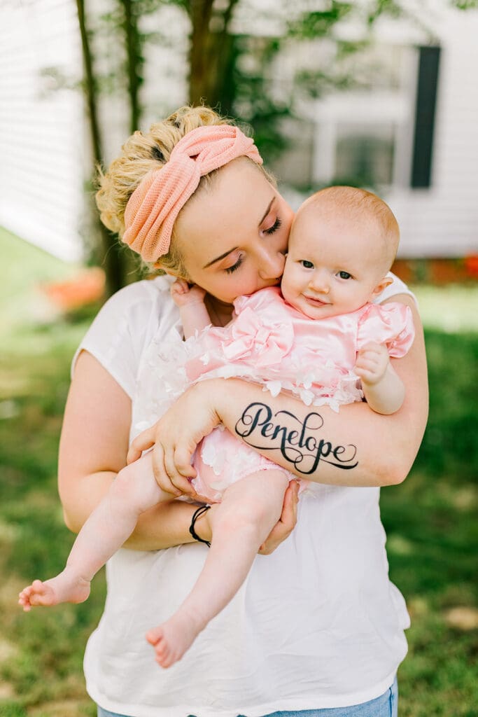 Richmond mommy-and-me photography session showcasing a single mom and her daughter with a special name tattoo.